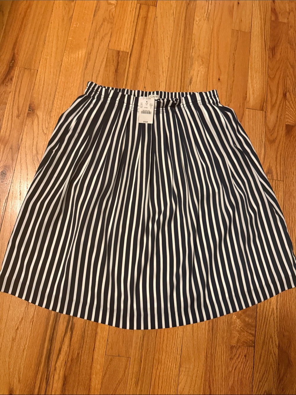 Classic Navy and White Striped A-Line Skirt J Crew